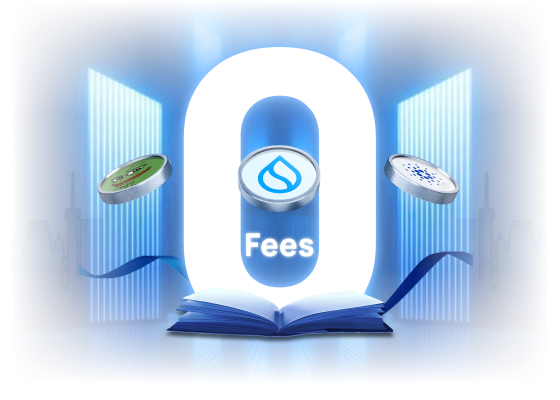 Trade SUI, ADA, PEPE at zero fees